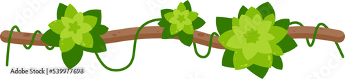 Jungle liana with leaves flat illustration