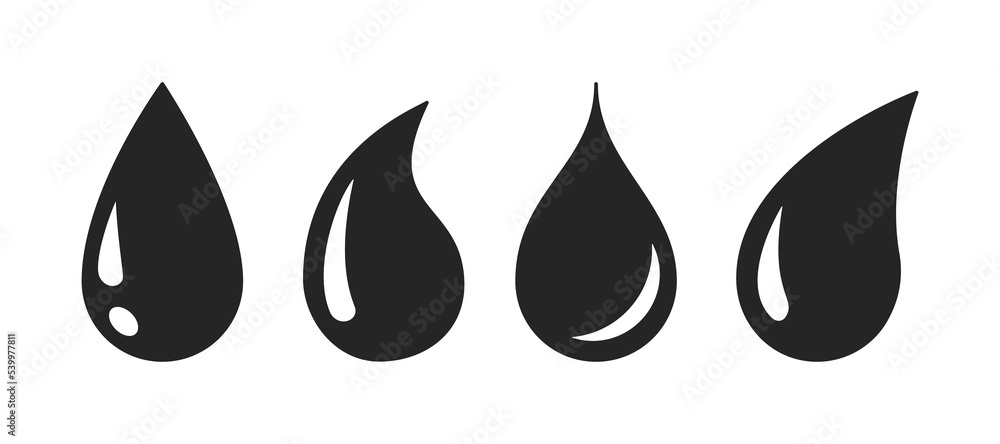 Vector black set of water drop icons. Flat drop logo shapes Vector black set of water drop icons. Flat drop logo shapes