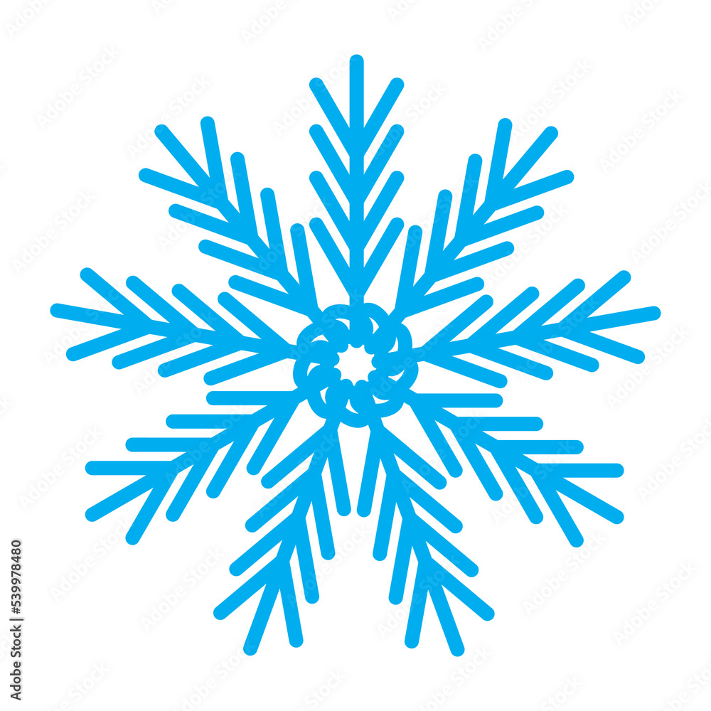 Snowflake symbol blue silhouette isolated on white background Snowflake symbol blue silhouette isolated on white background