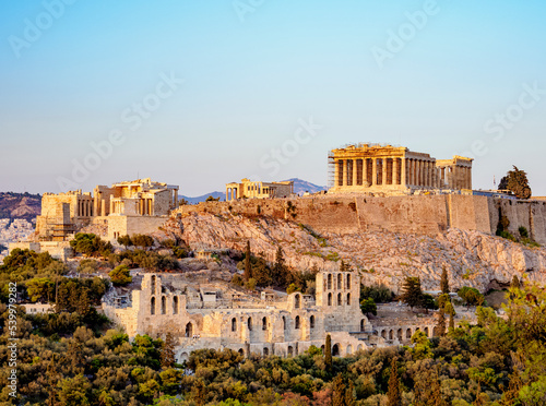 Acropolis at sunset, UNESCO World Heritage Site, Athens, Attica photo