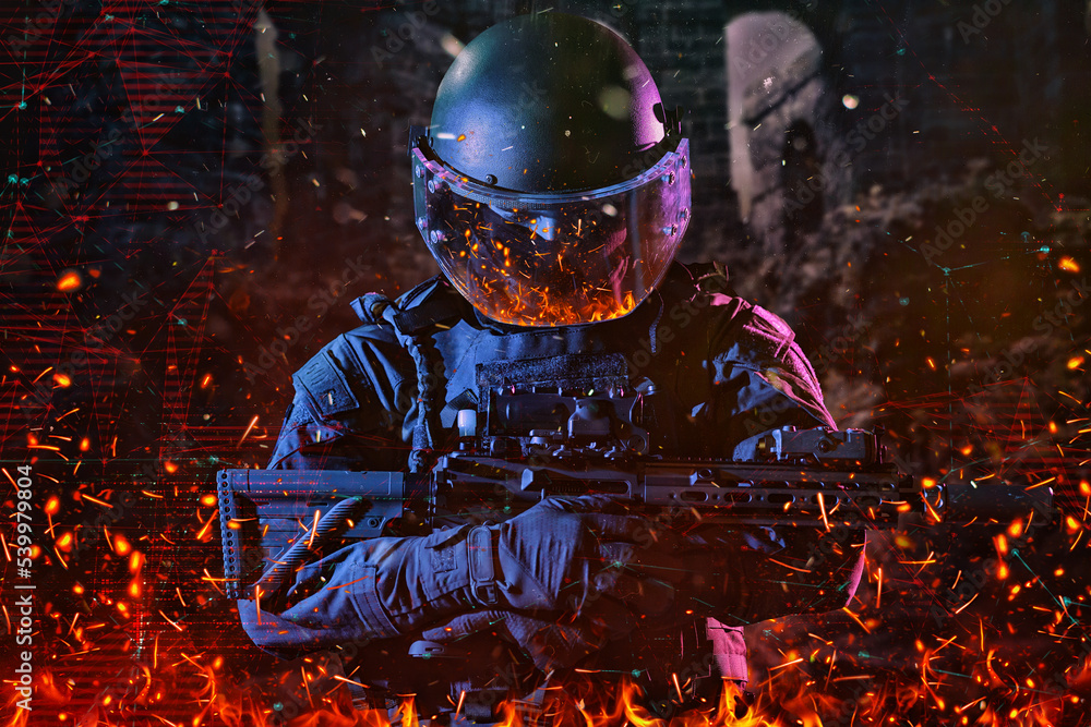 Army gun top and helmet