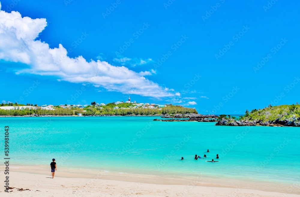 Bathers at Turtle Bay, St. David's, Bermuda, Atlantic Bathers at Turtle Bay, St. David's, Bermuda, Atlantic