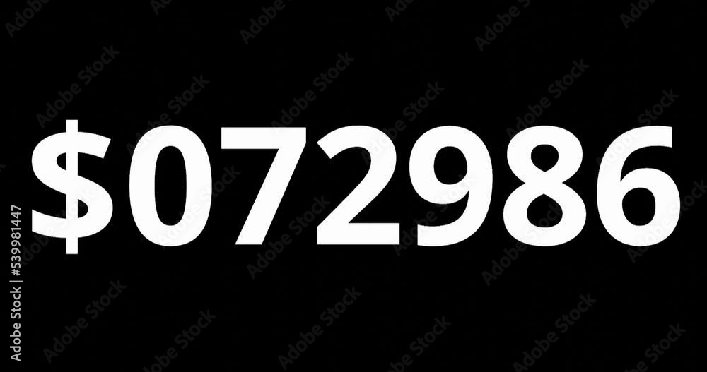 animation of increasing number in dollars for wealth or profits concept.