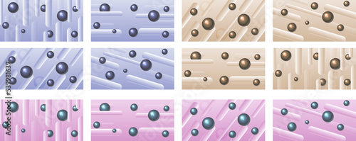 A4 abstract color 3d paper art illustration set. Contrast colors. Vector design layout for banners presentations, flyers, posters