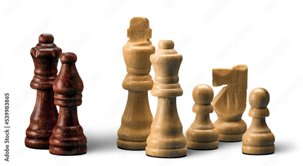 Wooden chess pieces on white background Wooden chess pieces on white background