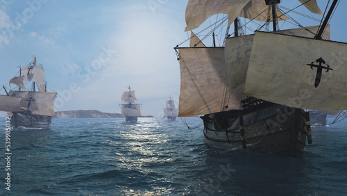 The NAO VICTORIA is the famous flagship of MAGELLANs global expedition . The portugues Captain leds an armada financed by the spanish Crown and the fugger banquier
