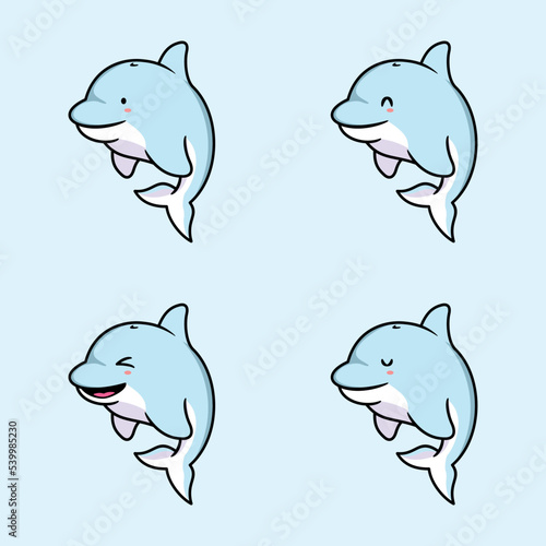 vector illustration of cute dolphin emoji