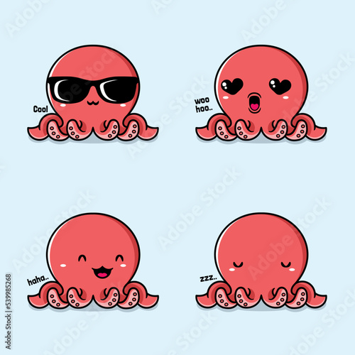 vector illustration of cute octopus emoji