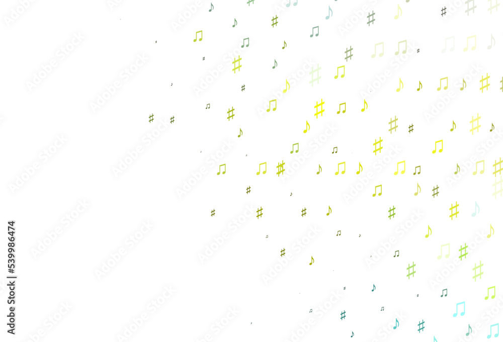 Light Green, Yellow vector backdrop with music notes.