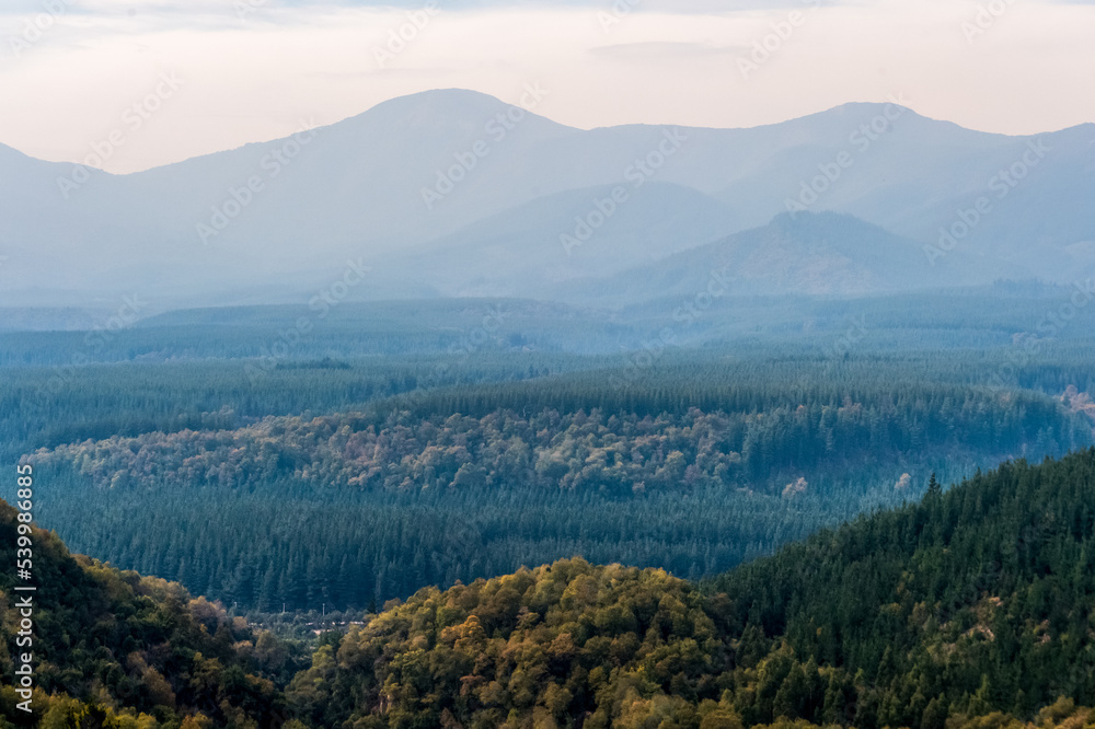 Nature of Chile South America. View of Santiago district field and mountains