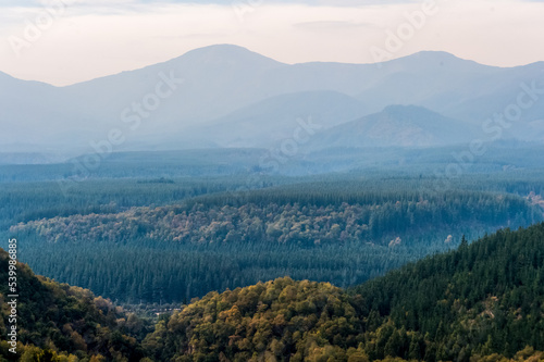 Nature of Chile South America. View of Santiago district field and mountains
