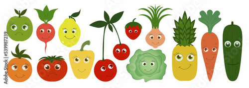 Cartoon fruit SVG, Cartoon vegetables SVG, Apple,  Lemon,  Orange, Tomato,  Carrot, Cherry, Onion, Pineapple, Radish