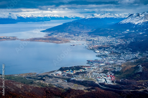 Nature and mountains view of Tierra del Fuego province in Argentina. Nature of South America