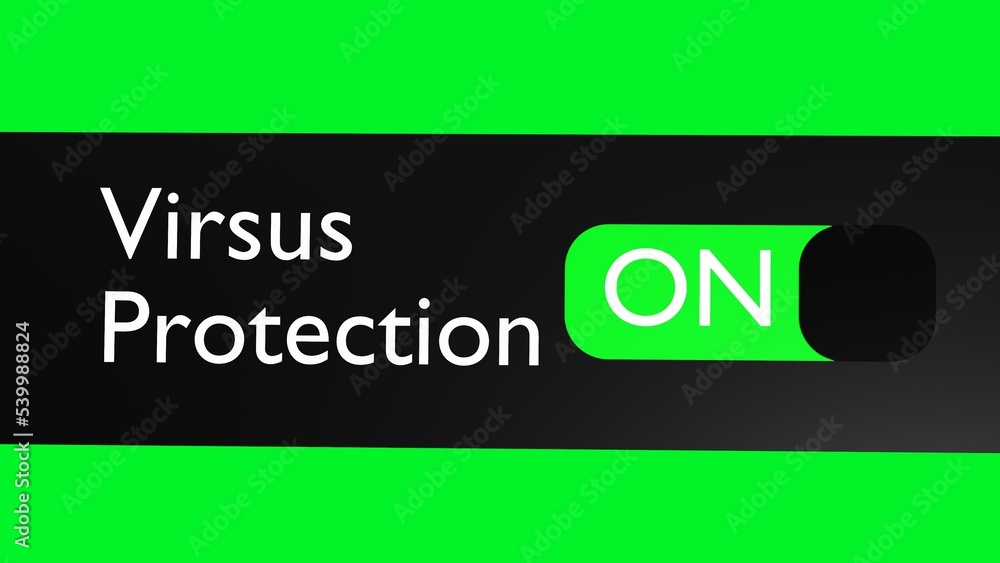 Turn on Antivirus button, slider. Secure internet connection. Virus protection. - obrazy, fototapety, plakaty 