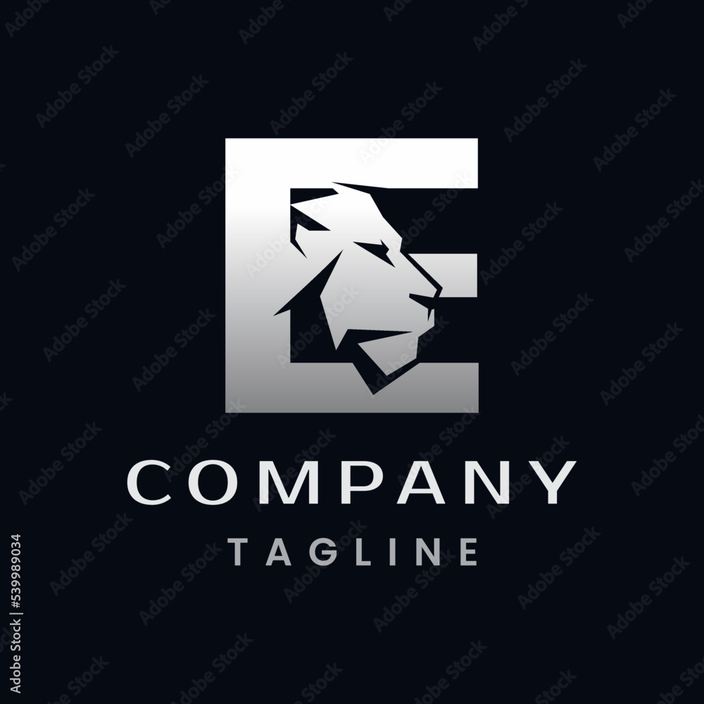 Letter E Lion Head Logo Design Letter E Lion Head Logo Design