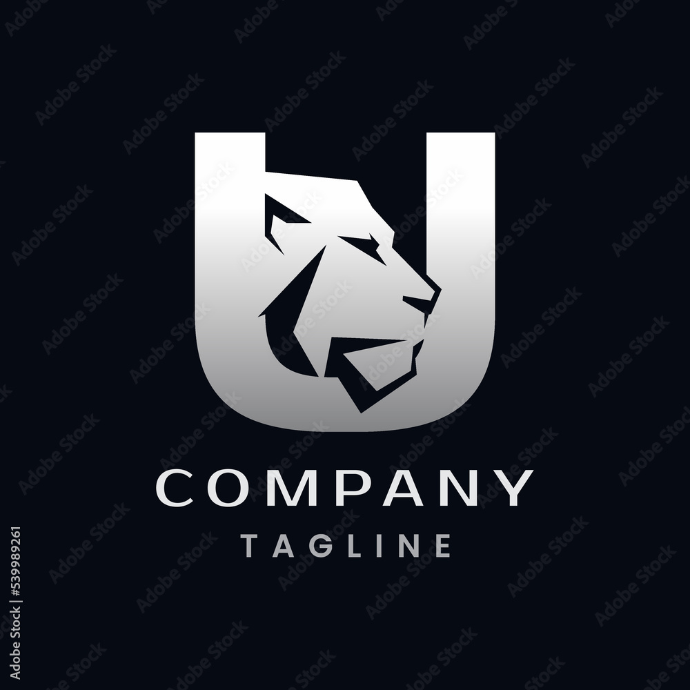 Letter U Lion Head Logo Design Letter U Lion Head Logo Design