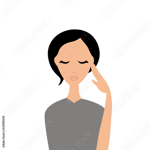 Woman with Headache Vector Illustration