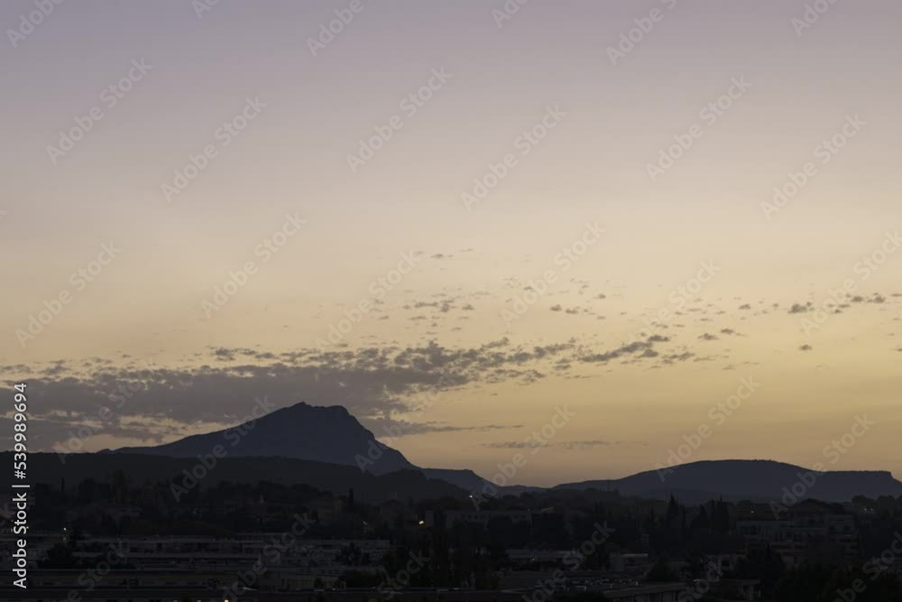 the Sainte Victoire mountain in the light of a cloudy autumn morning the Sainte Victoire mountain in the light of a cloudy autumn morning