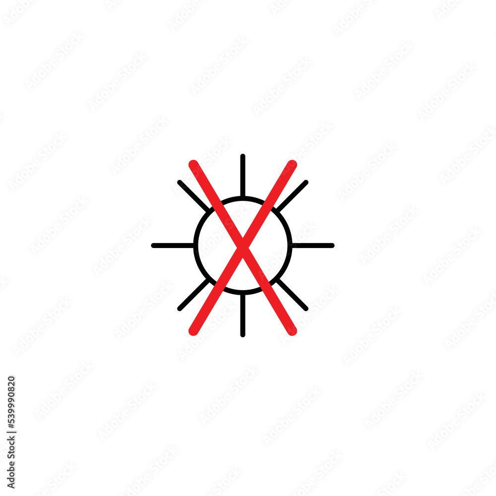 Do not leave under the sun sign. Prohibition sign. The sun is crossed out illustration