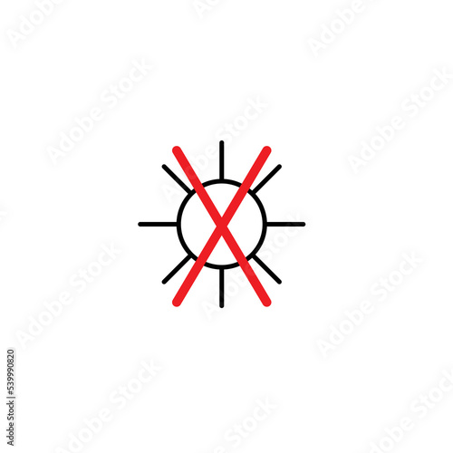 Do not leave under the sun sign. Prohibition sign. The sun is crossed out illustration