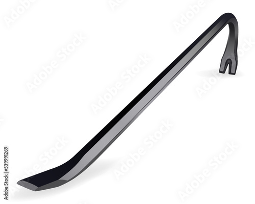 Black Crowbar. Jemmy. Wrecking Bar Isolated on White Background