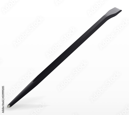 Black Crowbar. Jemmy. Wrecking Bar Isolated on White Background