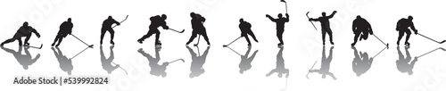 silhouette of people playing hockey