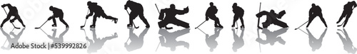 silhouette of people playing hockey
