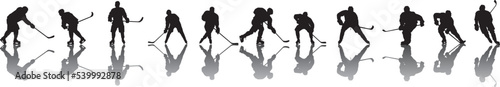silhouette of people playing hockey