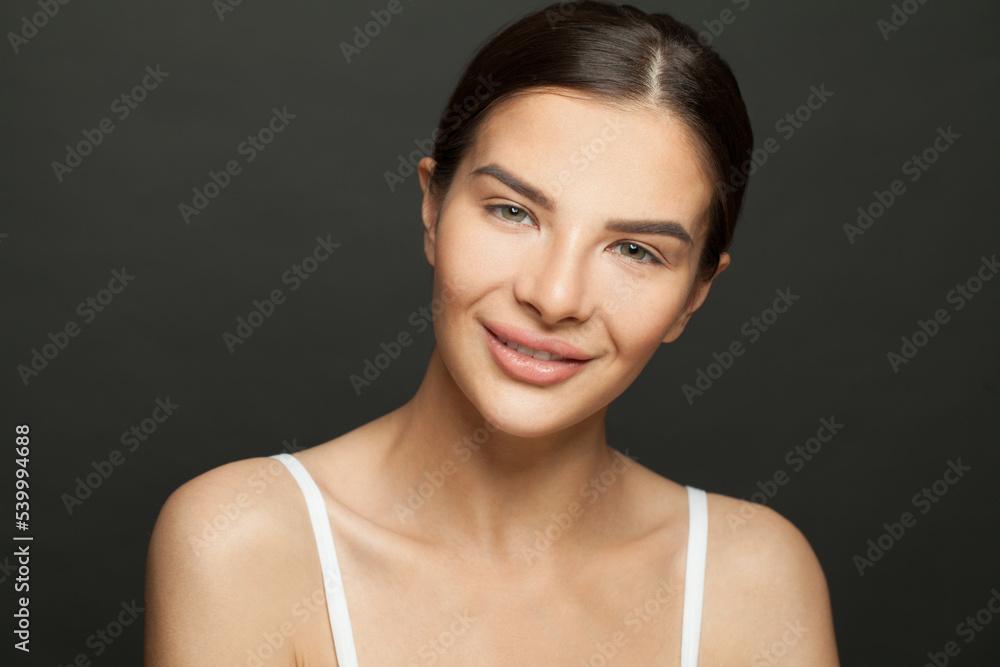 Healthy woman face. Clear skin, cute smile Healthy woman face. Clear skin, cute smile