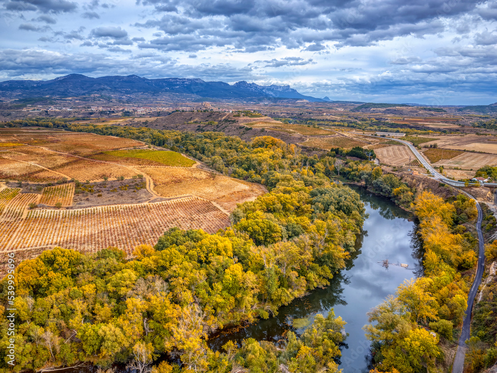 Meanders of the Ebro river in Briones, La Rioja, Spain.