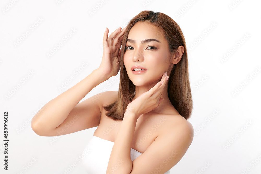 Beautiful young asian woman with clean fresh skin on white background, Face care, Facial treatment, Cosmetology, beauty and spa, Asian women portrait. Beautiful young asian woman with clean fresh skin on white background, Face care, Facial treatment, Cosmetology, beauty and spa, Asian women portrait.