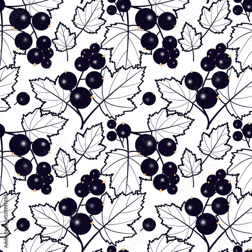 seamless pattern of black currant berries on a white background
