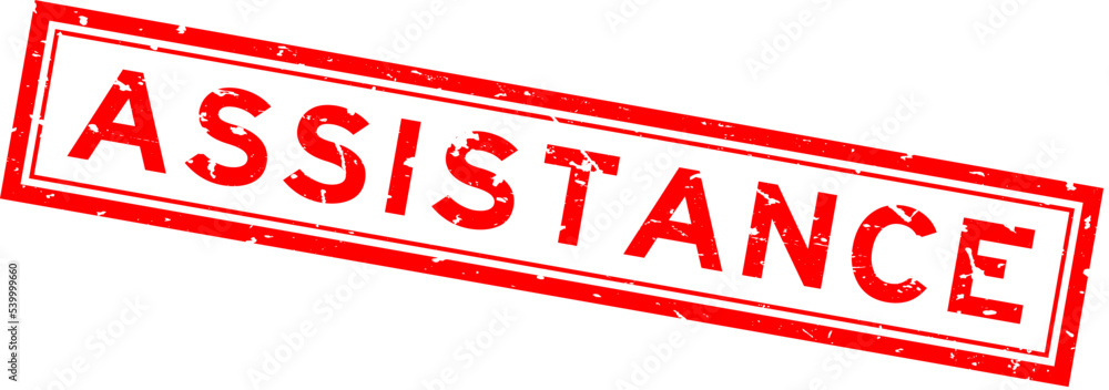 Grunge red assistance word square rubber seal stamp on white background Grunge red assistance word square rubber seal stamp on white background
