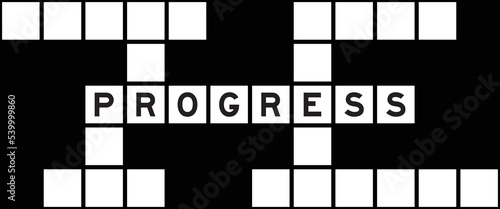 Alphabet letter in word progress on crossword puzzle background