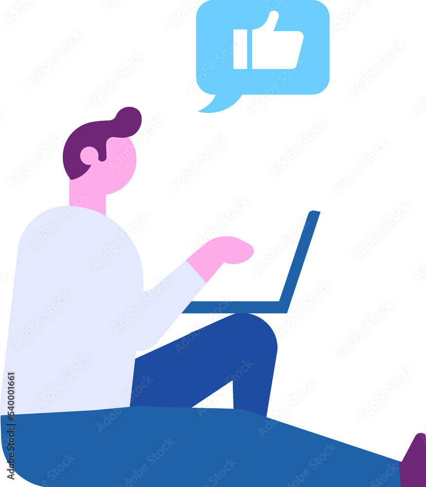 Person with laptop flat vector people