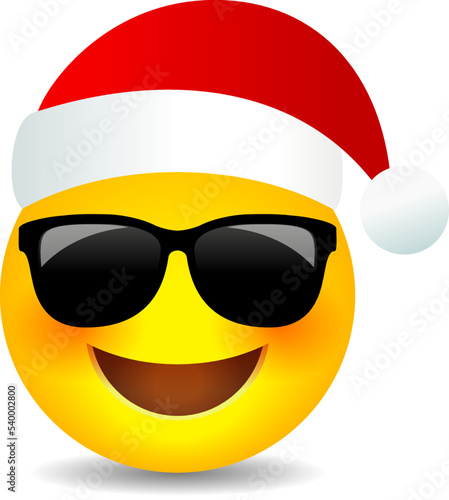 Santa emoji with red Christmas hat, vector cartoon