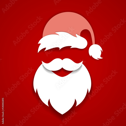 Santa Claus mask, beard and hat vector cartoon