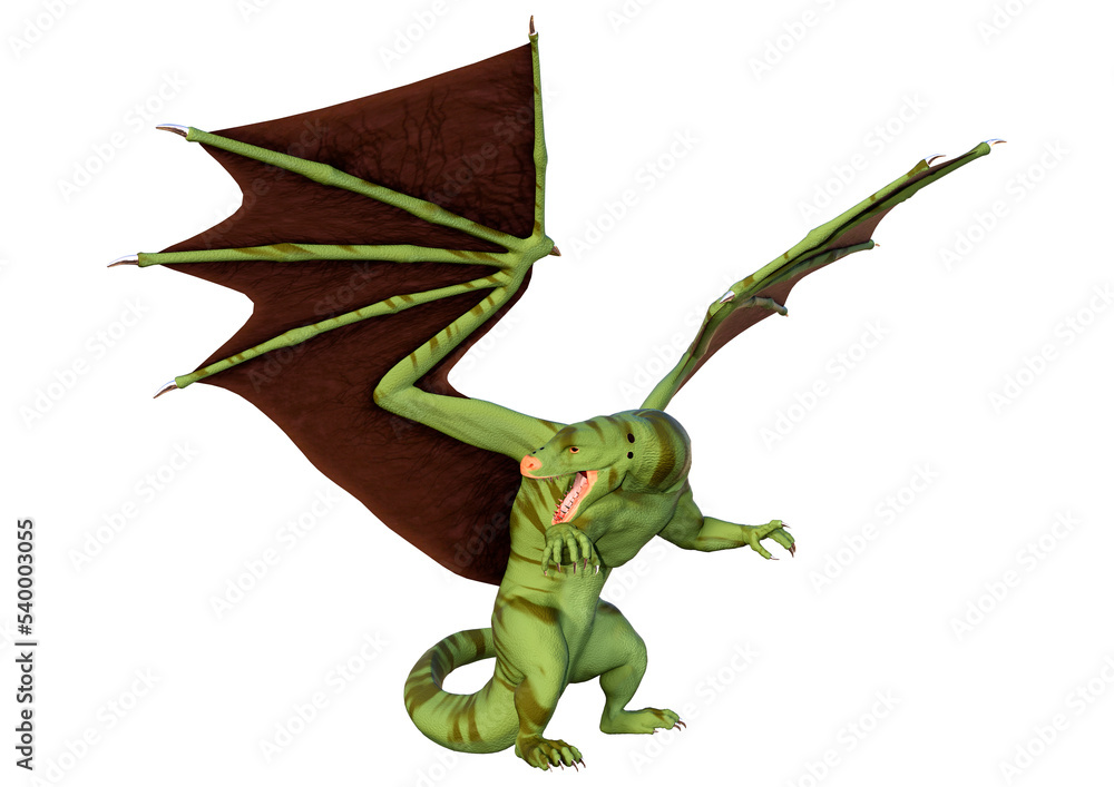 Fototapeta premium 3D Rendering Fairy Tale Dragon on White