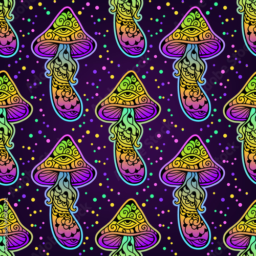 Magic Mushrooms. psychedelic pattern.