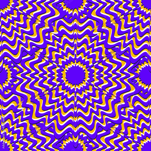 Optical illusion seamless pattern. Moving visual hypnotic