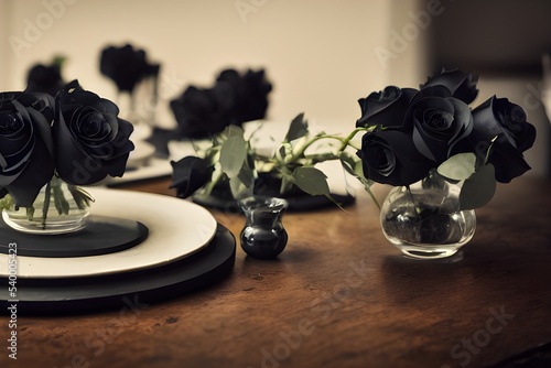 A bouquet of black roses. 