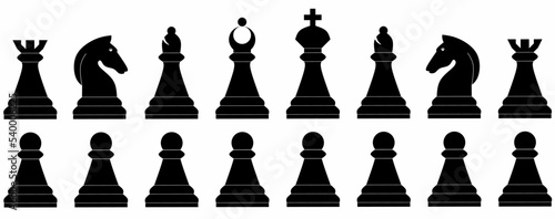 silhouette piece chess icon set isolated on white background © Sutana