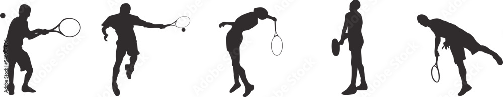 Fototapeta premium set of silhouettes of people playing tennis