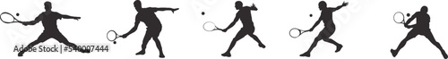 set of silhouettes of people playing tennis