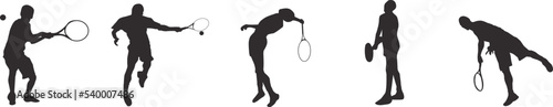 set of silhouettes of people playing tennis