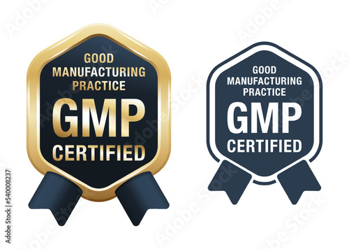 GMP certified badge. Good manufacturing practices