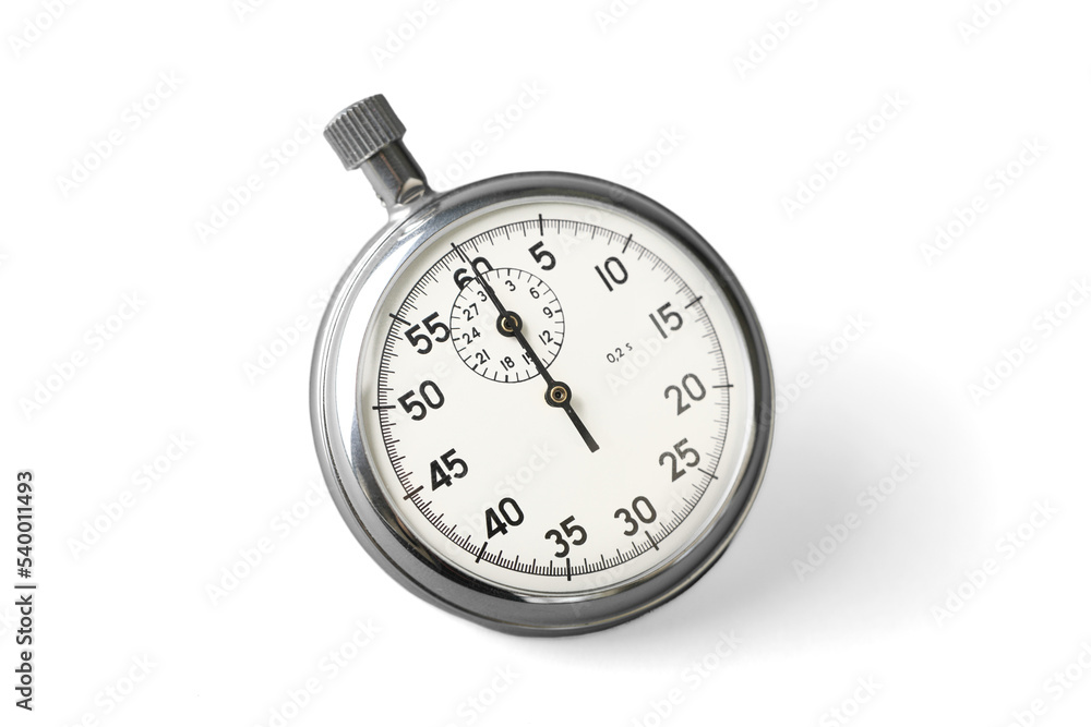 Old stopwatch isolated on a white background