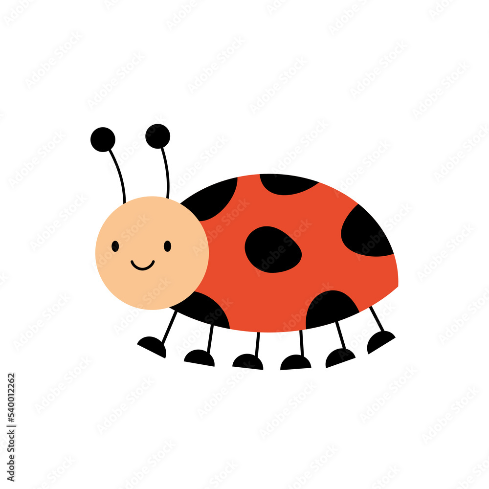 cute ladybug vector illustration in flat style, cartoon beetle ladybug ...