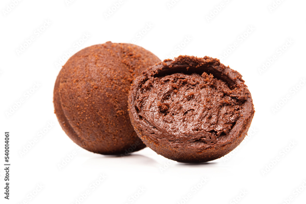 Sweet chocolate balls with cocoa filling isolated Sweet chocolate balls with cocoa filling isolated